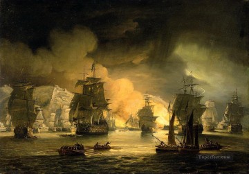 Thomas Luny El bombardeo de las batallas navales de Argel Pinturas al óleo